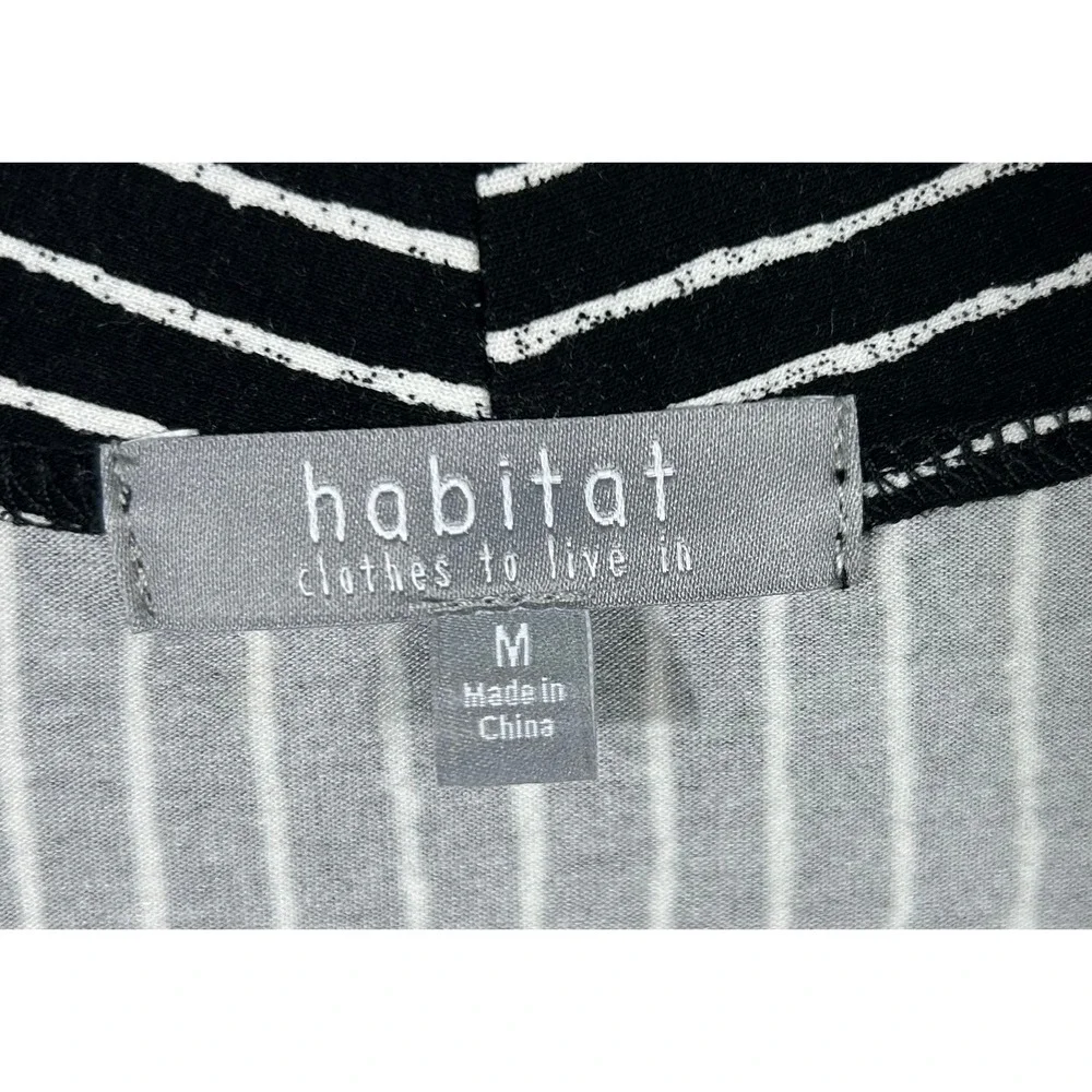 Habitat Clothes to Live In Blazer Women M Black White Striped Pockets Peplum‎